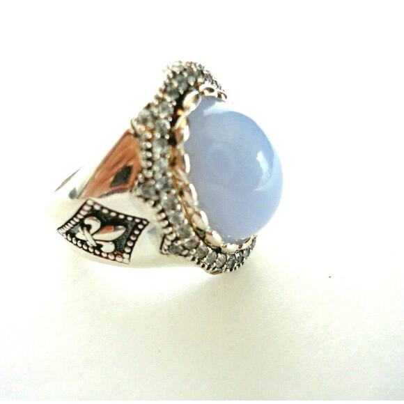 NEW Scott Kay BLUE CHALCEDONY & WHITE SAPPHIRE Sterling Silver RING Sz 6 w/ Tags - Picture 6 of 7